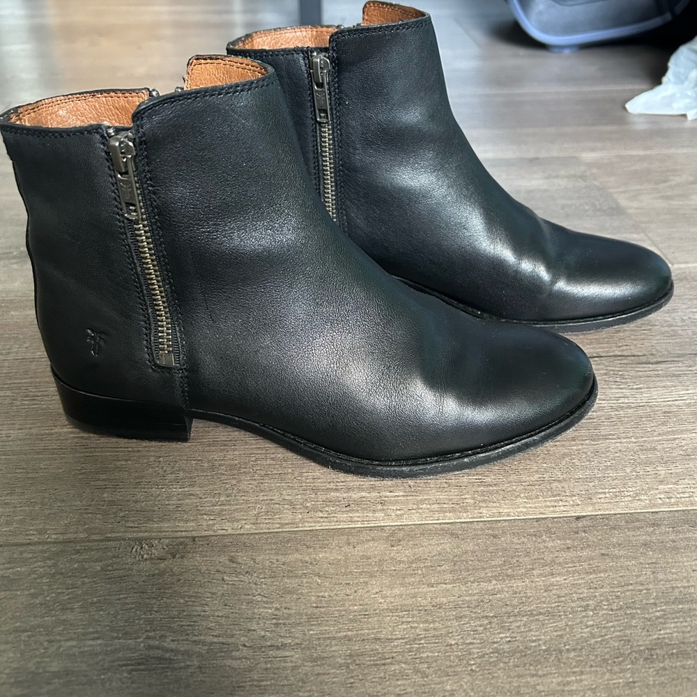 Frye Moto Cycle Size 7 Double Zip Leather Boot Black Goth Vamp Emo Metal Women’s